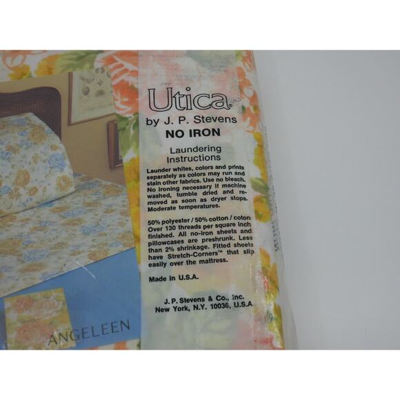 VTG Retro JP Stevens Utica Angeleen Floral Full Size Flat Sheet No Iron Percale - Picture 7 of 8